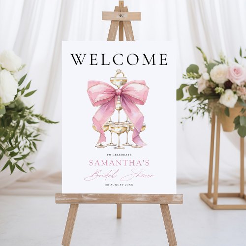 Pink Coquette Bow Bridal Shower Welcome Sign