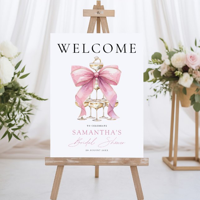 Pink Coquette Bow Bridal Shower Welcome Sign (Creator Uploaded)