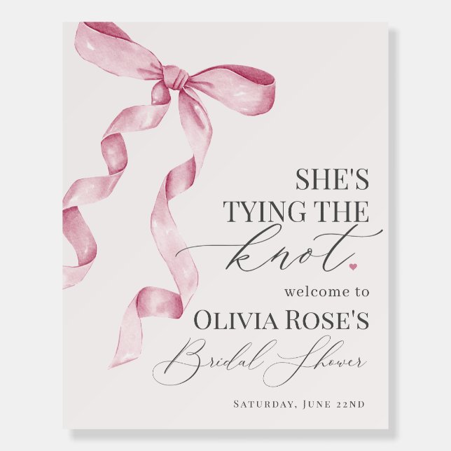 Pink Coquette Bow Bridal Shower Welcome Sign (Front)
