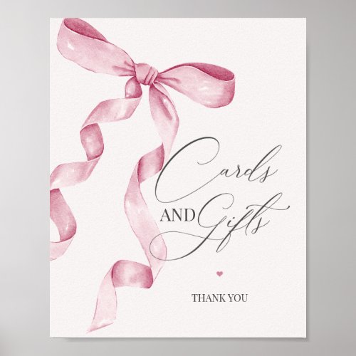 Pink Coquette Bow Cards and Gifts Party Decor Sign