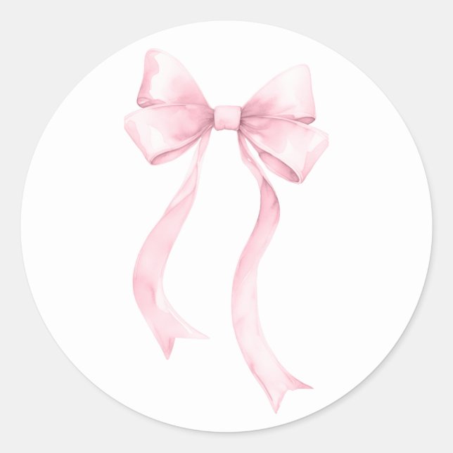 Pink Coquette Bow  Classic Round Sticker (Front)