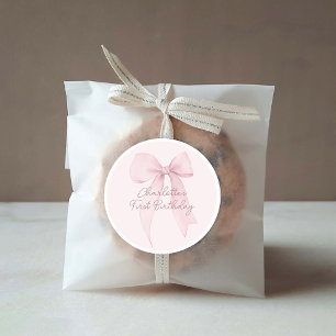 Pink Coquette Bow Custom Classic Round Sticker