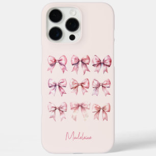 Pink Coquette Bow Custom Name iPhone 16 Pro Max Case