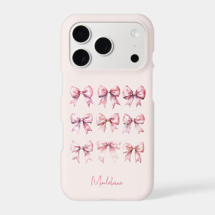 Pink Coquette Bow Custom Name iPhone 17 Pro Case