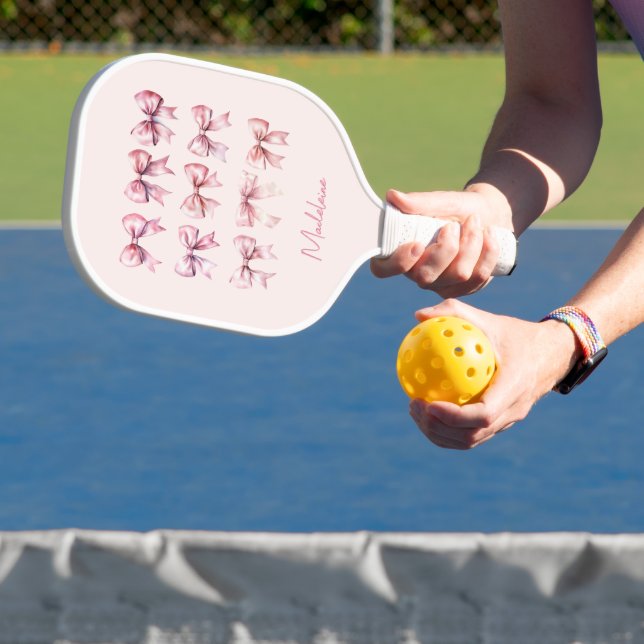 Pink Coquette Bow Custom Name Pickleball Paddle (Insitu)