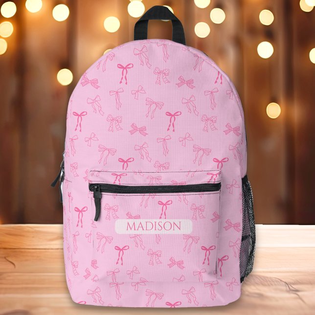 Pink Coquette Bow Custom Name Printed Backpack (Creator Uploaded)
