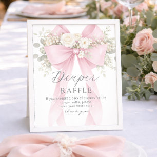 Pink Coquette Bow Diaper raffle Baby shower Poster