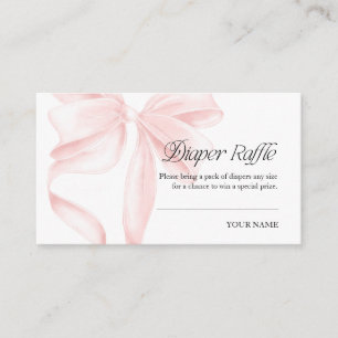 Pink Coquette Bow Diaper Raffle Enclosure Card