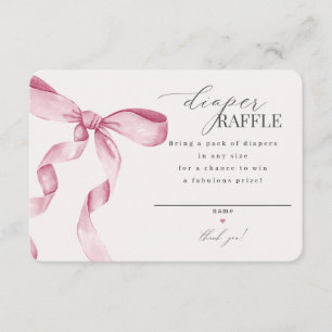 Pink Coquette Bow Diaper Raffle invitation insert
