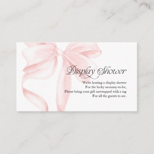 Pink Coquette Bow Display Shower Enclosure Card