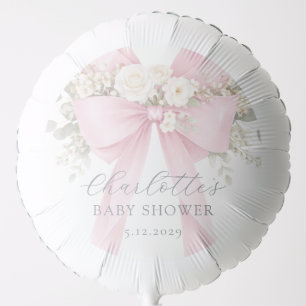 Pink Coquette Bow Floral Baby in bloom baby Shower Balloon