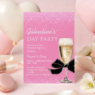 Pink Coquette Bow Galentine's Day Party Invitation