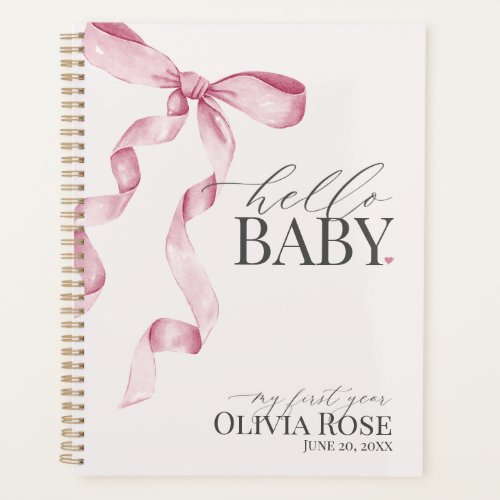 Pink Coquette Bow Girl Baby Gift My First Year Planner