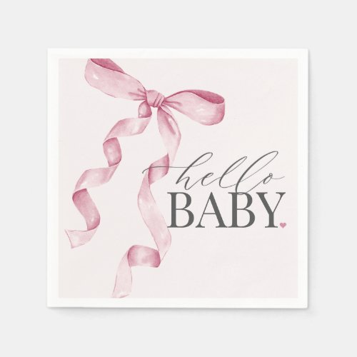Pink Coquette Bow Girl Baby Shower Decor Napkins