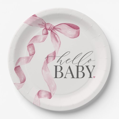 Pink Coquette Bow Girl Baby Shower Decor Paper Plates