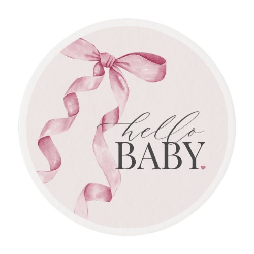 Pink Coquette Bow Girl Baby Shower Dessert Edible Frosting Rounds