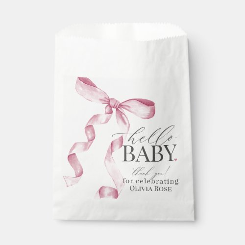Pink Coquette Bow Girl Baby Shower Dessert  Favor Bag