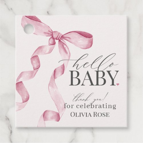 Pink Coquette Bow Girl Baby Shower Favor Tags