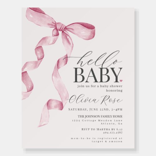 Pink Coquette Bow Girl Baby Shower Foam Boards