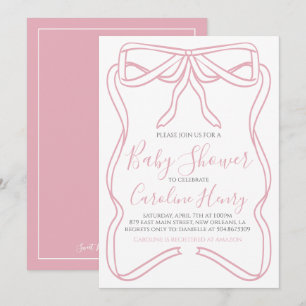 Pink Coquette Bow Girl Baby Shower MAKE ANY COLOR Invitation