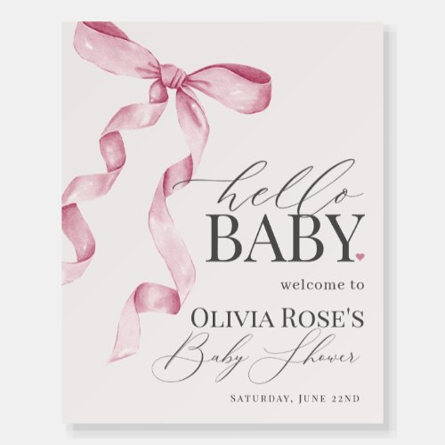 Pink Coquette Bow Girl Baby Shower Welcome Sign