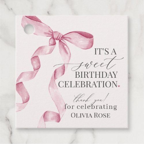 Pink Coquette Bow Girl Birthday Party Favor Tags
