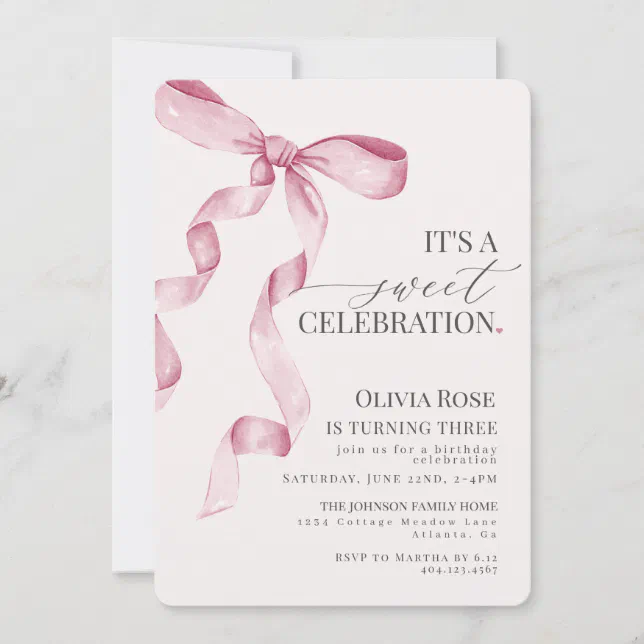 Pink Coquette Bow Girl Birthday Party Invitation Zazzle