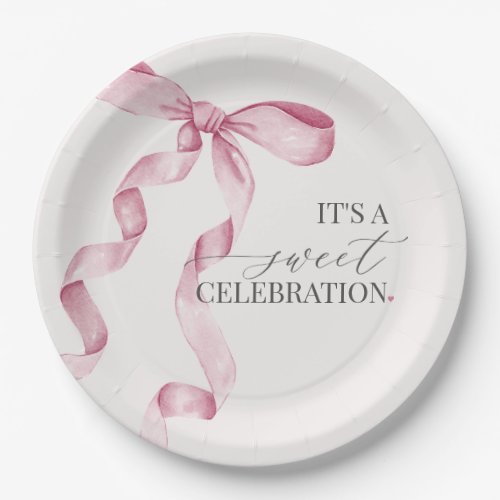 Pink Coquette Bow Girl Birthday Party Shower Decor Paper Plates