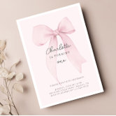 Blush Pink Bow 1st Birthday Invitation