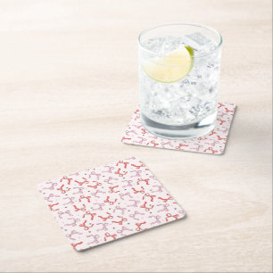  pink coquette bow girly  square paper coaster