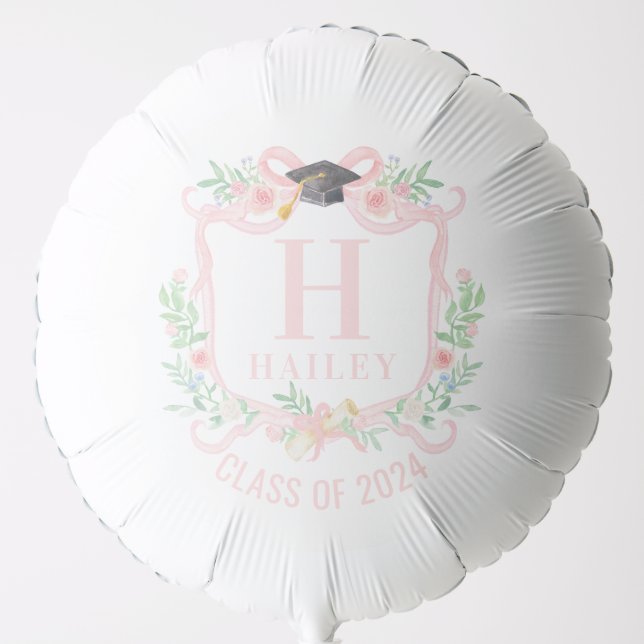 Pink Coquette Bow | Graduation Monogram Balloon (Front)