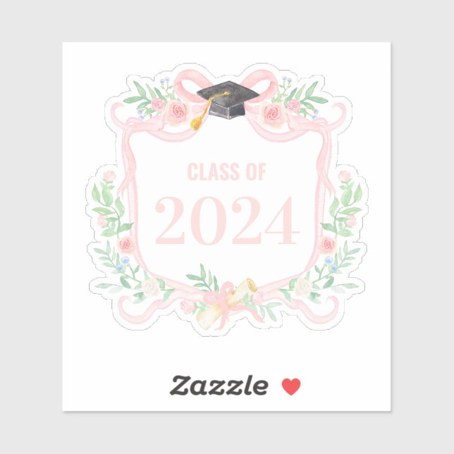 Pink Coquette Bow | Graduation Year Crest Sticker (Sheet)