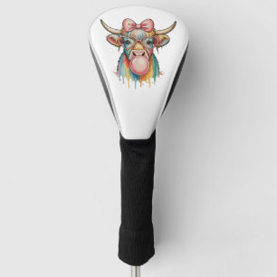Pink Coquette Bow Highland Cow Bubblegum Golf Head Cover