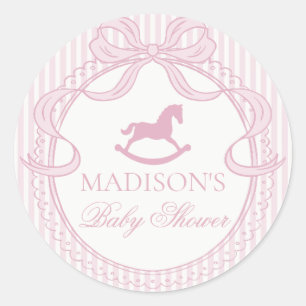Pink Coquette Bow Horse Baby Shower Envelope Seal