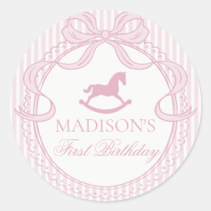 Pink Coquette Bow Horse Birthday Envelope Seal