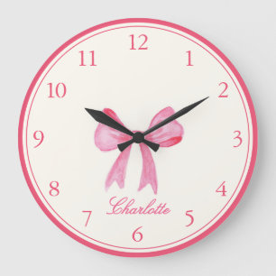Pink Coquette Bow Large Clock
