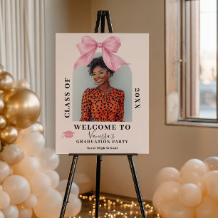 Pink Coquette Bow Nurse Photo Graduation Welcome Foam Board