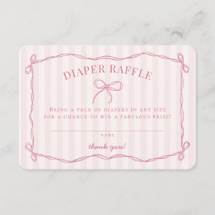 Pink Coquette Bow Pastel Baby Shower Diaper Raffle Enclosure Card