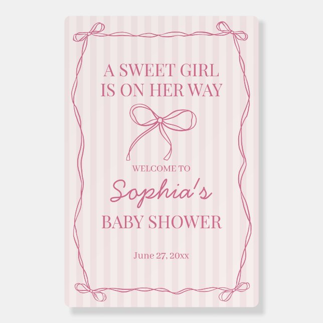 Pink Coquette Bow Pastel Baby Shower Foam Board (Front)