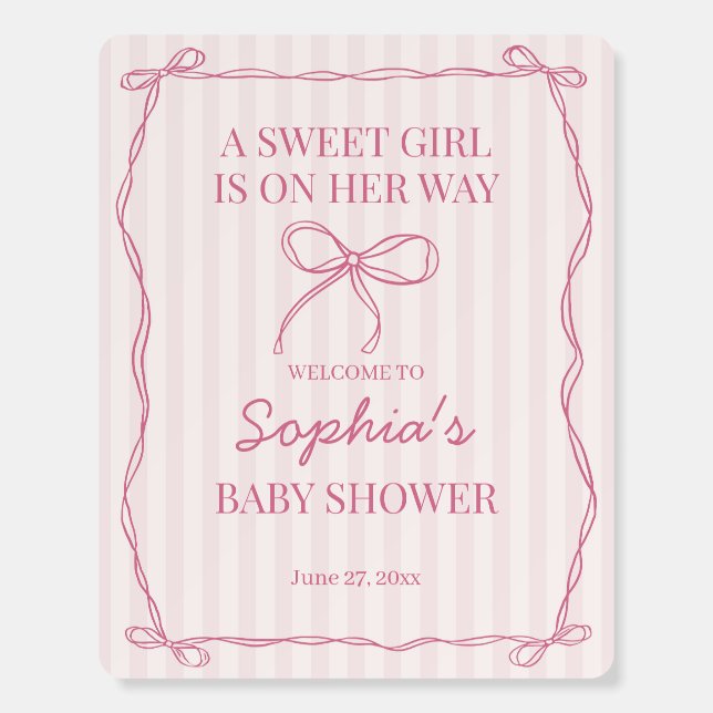 Pink Coquette Bow Pastel Baby Shower Foam Board (Front)