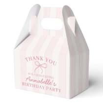 Pink Coquette Bow Pastel Birthday Party Dessert Favor Boxes