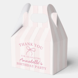 Pink Coquette Bow Pastel Birthday Party Dessert Favor Boxes