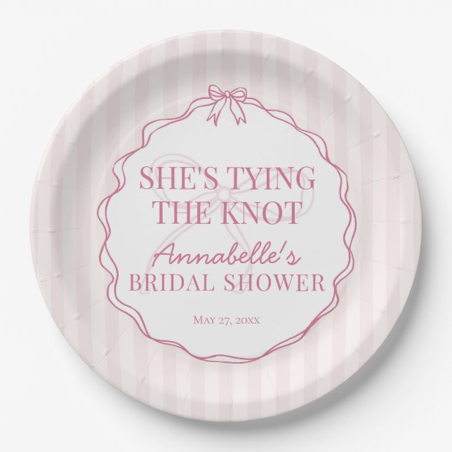Pink Coquette Bow Pastel Bridal Shower Brunch Paper Plates (Front)