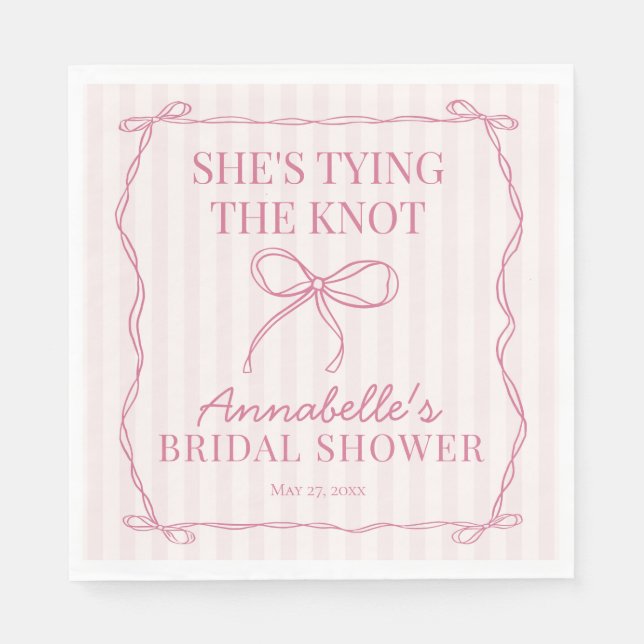 Pink Coquette Bow Pastel Bridal Shower Dessert Napkins (Front)
