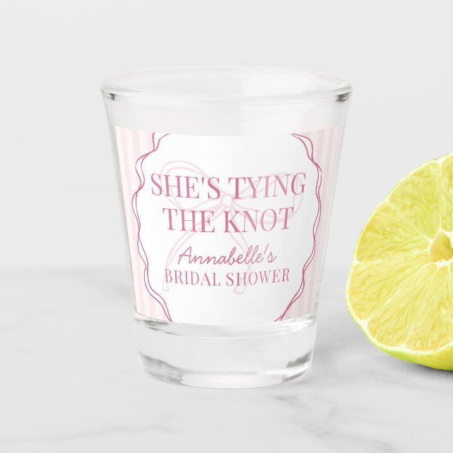 Pink Coquette Bow Pastel Bridal Shower Favor Shot Glass (Front)
