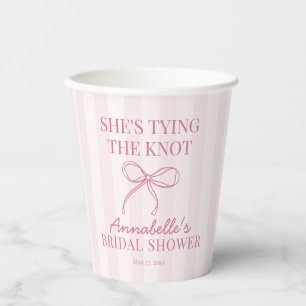 Pink Coquette Bow Pastel Knot Bridal Shower Decor Paper Cups