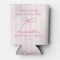 Pink Coquette Bow Pastel Striped Birthday Favor