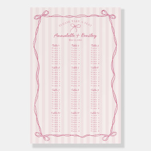 Pink Coquette Bow Pastel Striped Seating Chart Foam Board