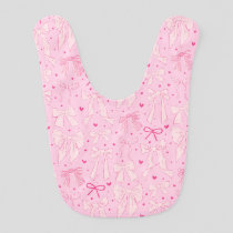 Pink Coquette Bow Pattern Baby Bib