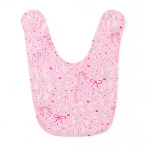 Pink Coquette Bow Pattern Baby Bib